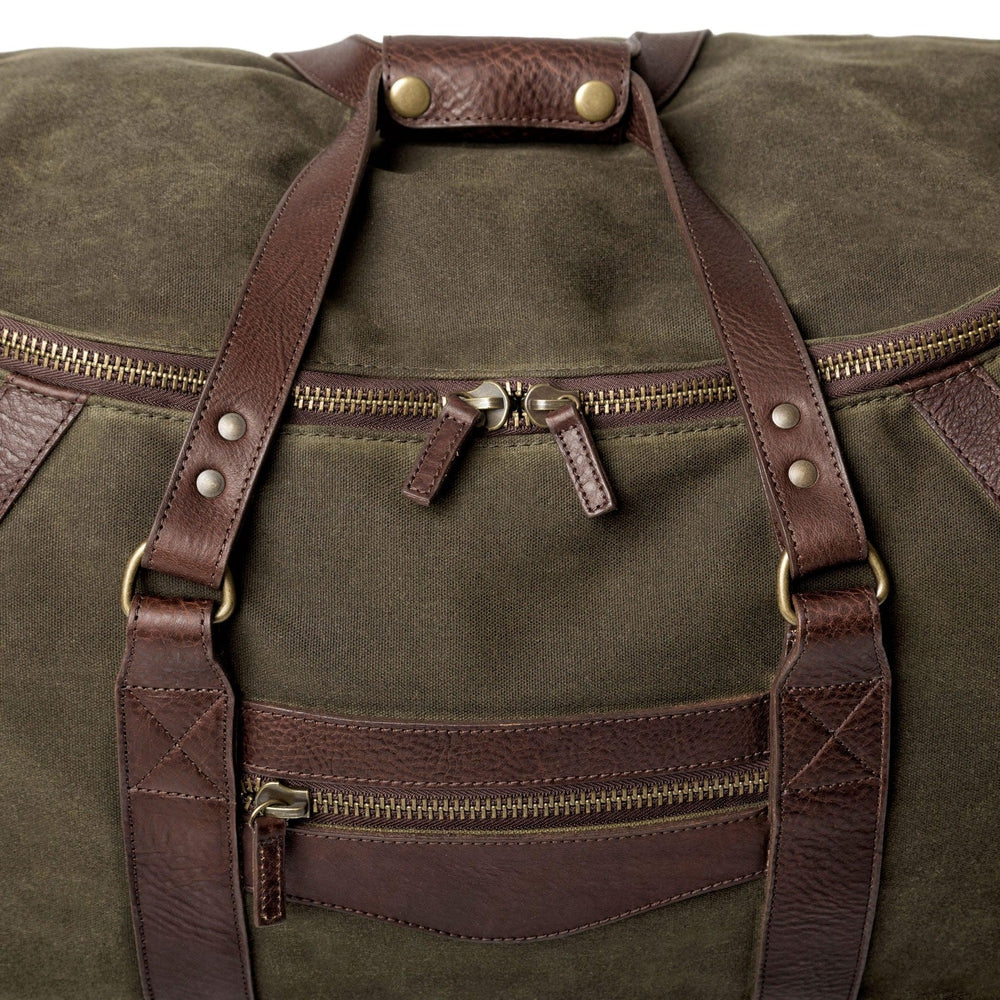 Campaign Waxed Canvas Rolling Carry-On Duffle Bag-Bags > Duffle Bag > Waxed Canvas-Smoke-Forest-Mission Mercantile Leather Goods