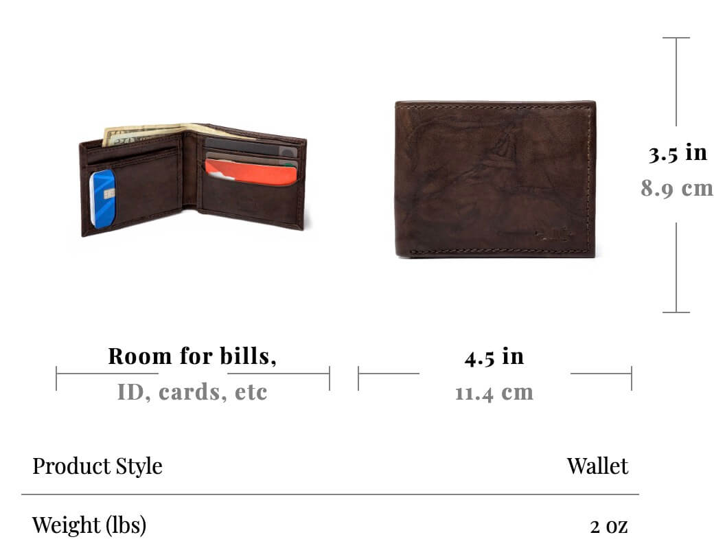 Benjamin Leather Bifold Wallet Size Guide