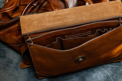 Benjamin Leather Briefcase-Bags > Briefcase > Leather-Hickory-Mission Mercantile Leather Goods