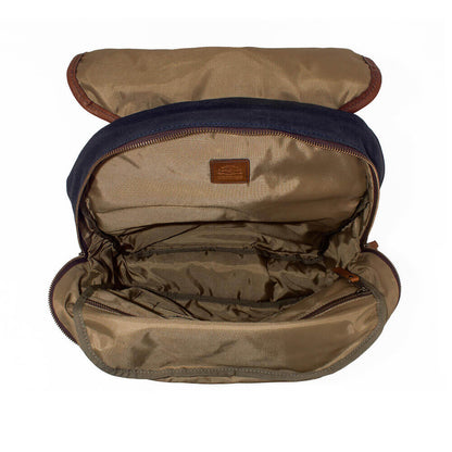 Campaign Waxed Canvas Leather Backpack-Bags > Backpack > Waxed Canvas-Hickory-Navy-Mission Mercantile Leather Goods