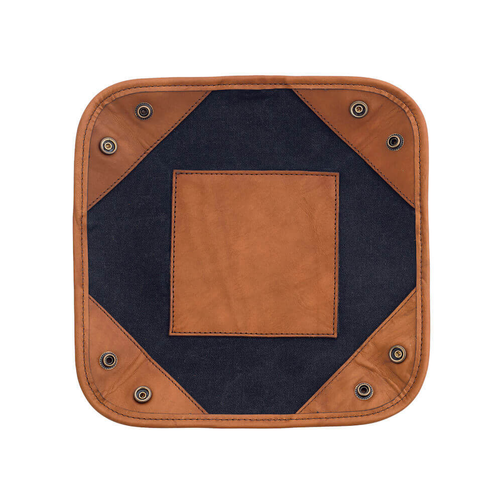 Campaign Waxed Canvas Desk Caddy-Accessories > Office & Tech > Waxed Canvas-Hickory-Navy-Mission Mercantile Leather Goods