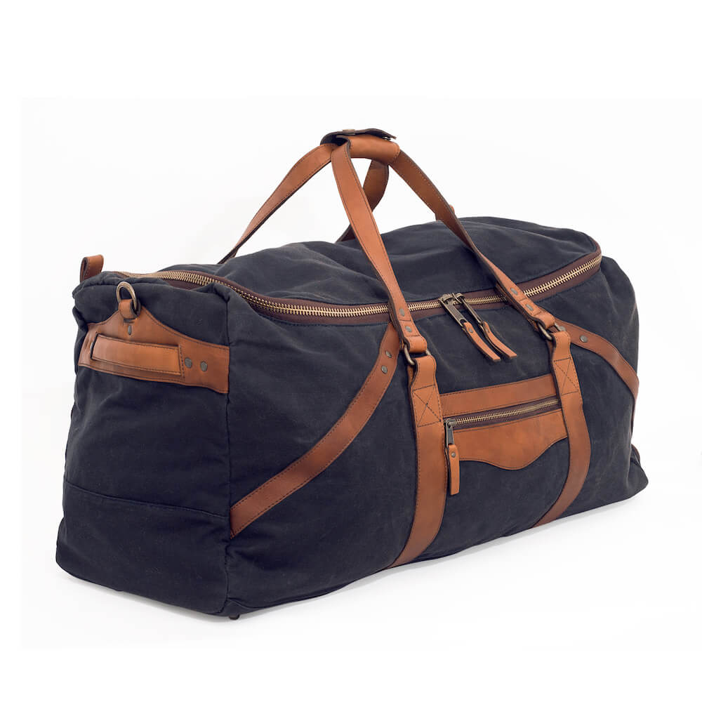Campaign Waxed Canvas X-Large Duffle Bag-Bags > Duffle Bag > Waxed Canvas-Campaign-Hickory-Navy-Mission Mercantile Leather Goods