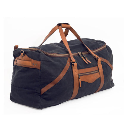 Campaign Waxed Canvas X-Large Duffle Bag-Bags > Duffle Bag > Waxed Canvas-Campaign-Hickory-Navy-Mission Mercantile Leather Goods