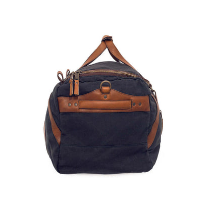 Campaign Waxed Canvas Medium Duffle Bag-Bags > Duffle Bag > Waxed Canvas-Hickory-Navy-Mission Mercantile Leather Goods