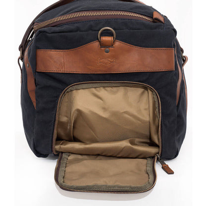 Campaign Waxed Canvas Medium Duffle Bag-Bags > Duffle Bag > Waxed Canvas-Hickory-Navy-Mission Mercantile Leather Goods