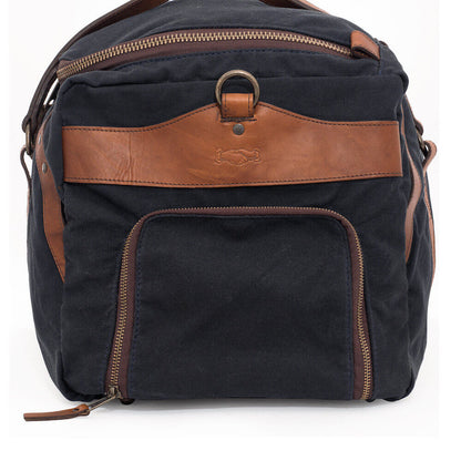 Campaign Waxed Canvas Medium Duffle Bag-Bags > Duffle Bag > Waxed Canvas-Hickory-Navy-Mission Mercantile Leather Goods