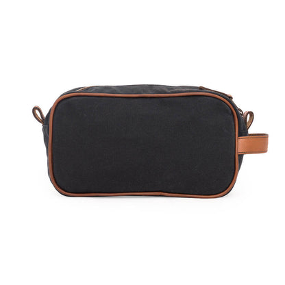 Campaign Waxed Canvas Shave Kit-Bags > Toiletry Bag > Waxed Canvas-Hickory-Navy-Mission Mercantile Leather Goods