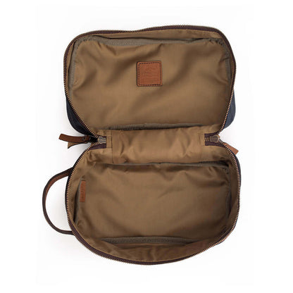 Campaign Waxed Canvas Toiletry Square Shave Kit-Bags > Toiletry Bag > Waxed Canvas-Hickory-Navy-Mission Mercantile Leather Goods