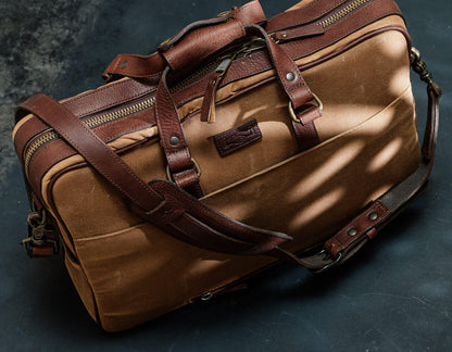 Campaign Waxed Canvas Briefcase-Bags > Briefcase > Waxed Canvas-Smoke-Brown-Mission Mercantile Leather Goods
