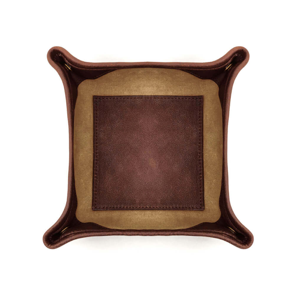 Campaign Waxed Canvas Desk Caddy-Accessories > Office & Tech > Waxed Canvas-Smoke-Brown-Mission Mercantile Leather Goods