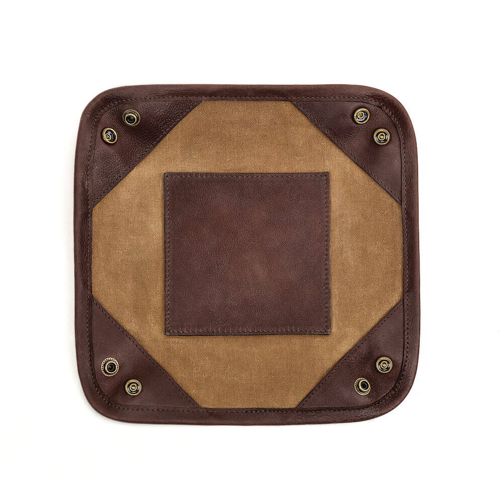 Campaign Waxed Canvas Desk Caddy-Accessories > Office & Tech > Waxed Canvas-Smoke-Brown-Mission Mercantile Leather Goods