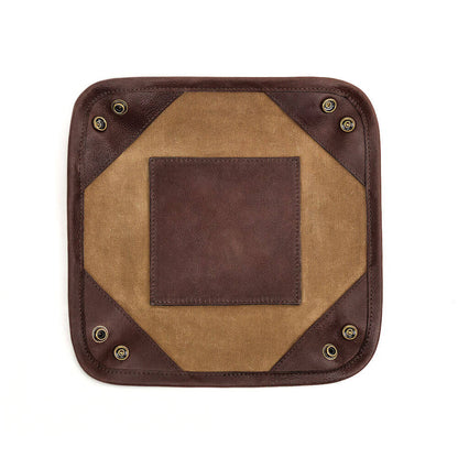 Campaign Waxed Canvas Desk Caddy-Accessories > Office & Tech > Waxed Canvas-Smoke-Brown-Mission Mercantile Leather Goods