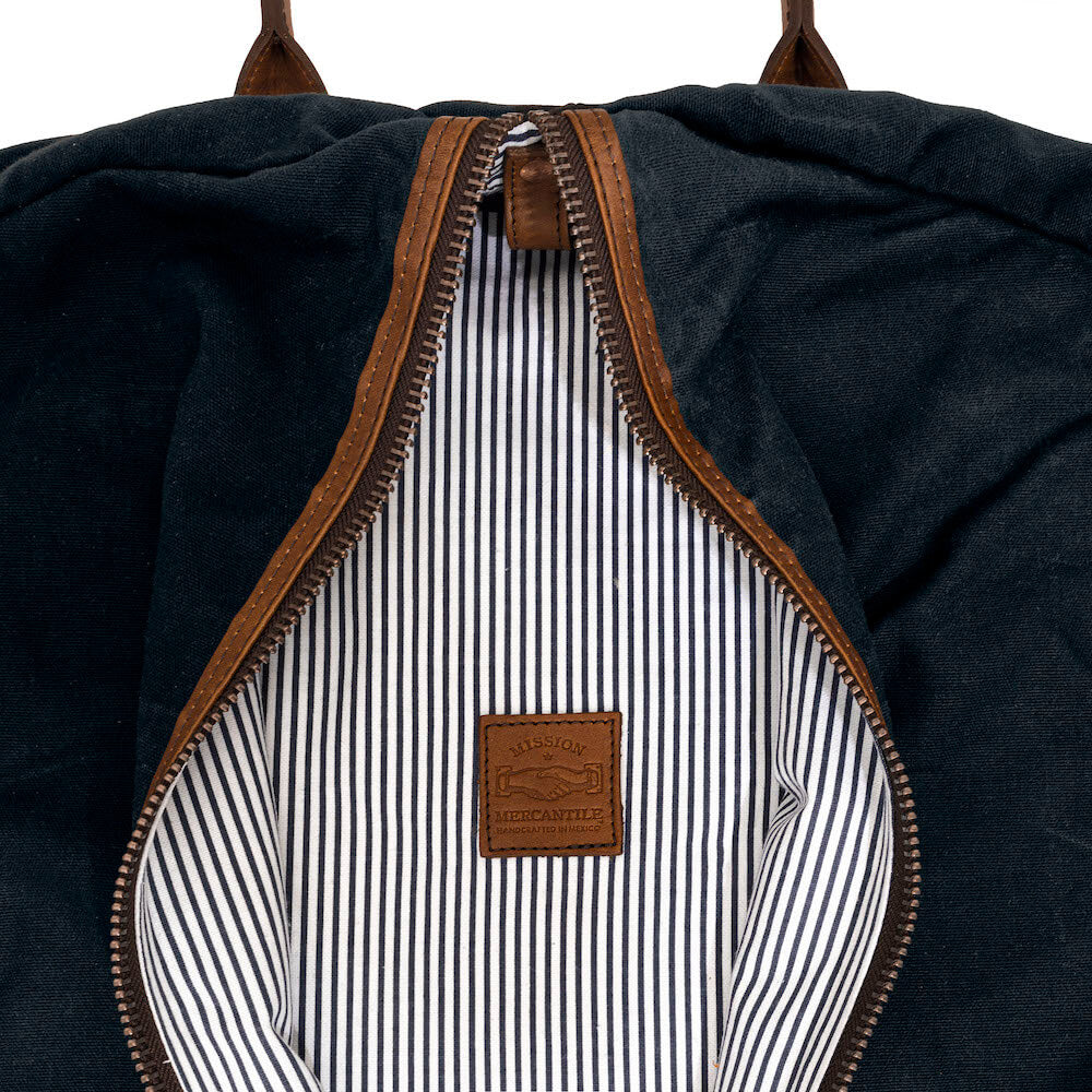 Campaign Waxed Canvas Garment Bag-Bags > Luggage > Waxed Canvas-Hickory-Navy-Mission Mercantile Leather Goods