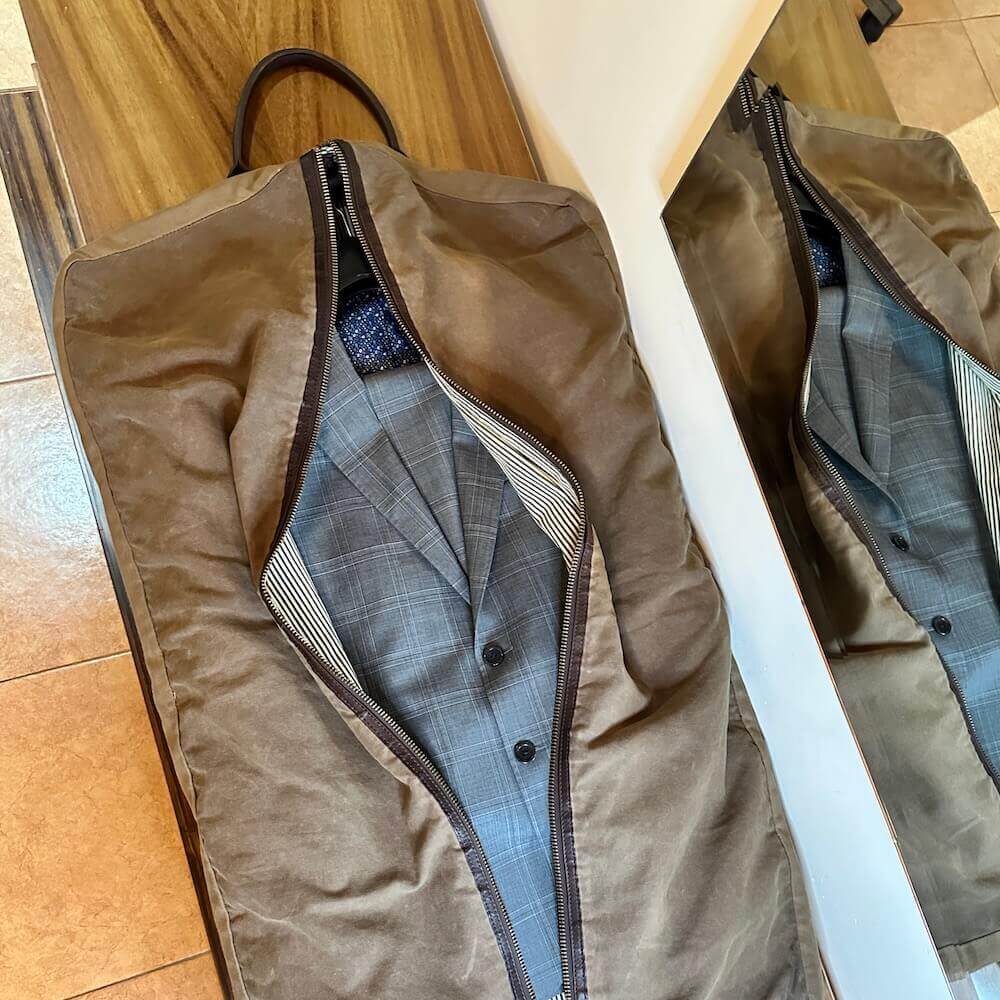 Campaign Waxed Canvas Garment Bag-Bags > Luggage > Waxed Canvas-Smoke-Brown-Mission Mercantile Leather Goods