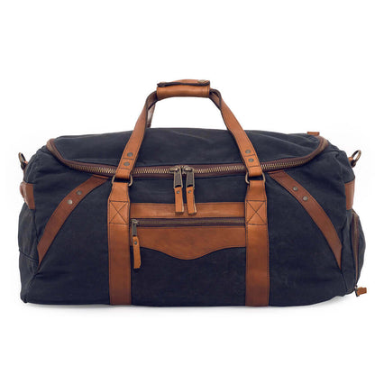 Campaign Waxed Canvas Large Duffle Bag-Bags > Duffle Bag > Waxed Canvas-Hickory-Navy-Mission Mercantile Leather Goods