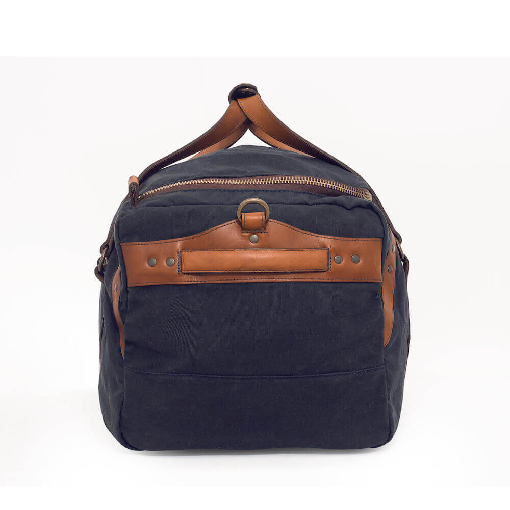 Campaign Waxed Canvas Large Duffle Bag-Bags > Duffle Bag > Waxed Canvas-Hickory-Navy-Mission Mercantile Leather Goods