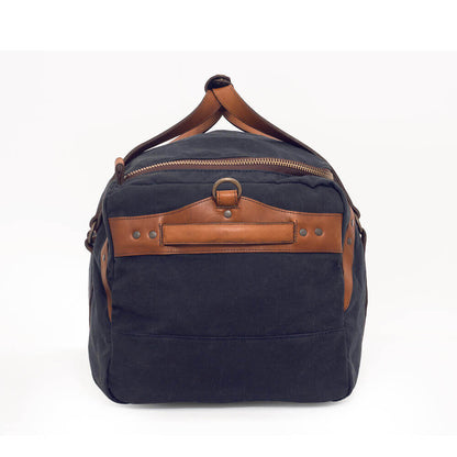 Campaign Waxed Canvas Large Duffle Bag-Bags > Duffle Bag > Waxed Canvas-Hickory-Navy-Mission Mercantile Leather Goods