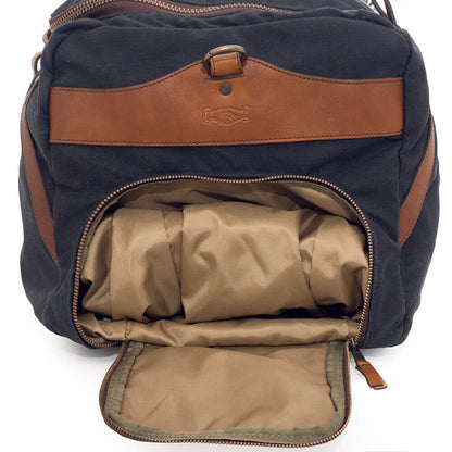 Campaign Waxed Canvas Large Duffle Bag-Bags > Duffle Bag > Waxed Canvas-Hickory-Navy-Mission Mercantile Leather Goods