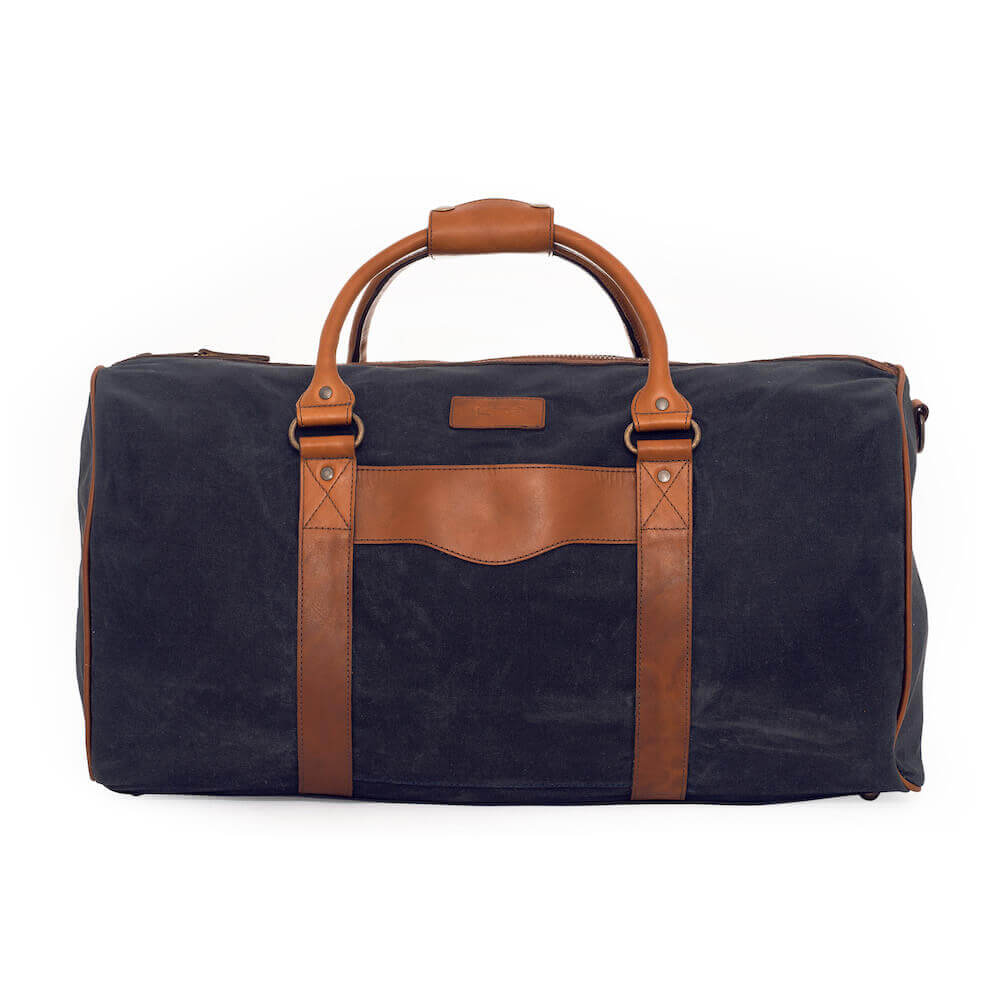 Campaign Waxed Canvas Large Field Duffle Bag-Bags > Duffle Bag > Waxed Canvas-Hickory-Navy-Mission Mercantile Leather Goods