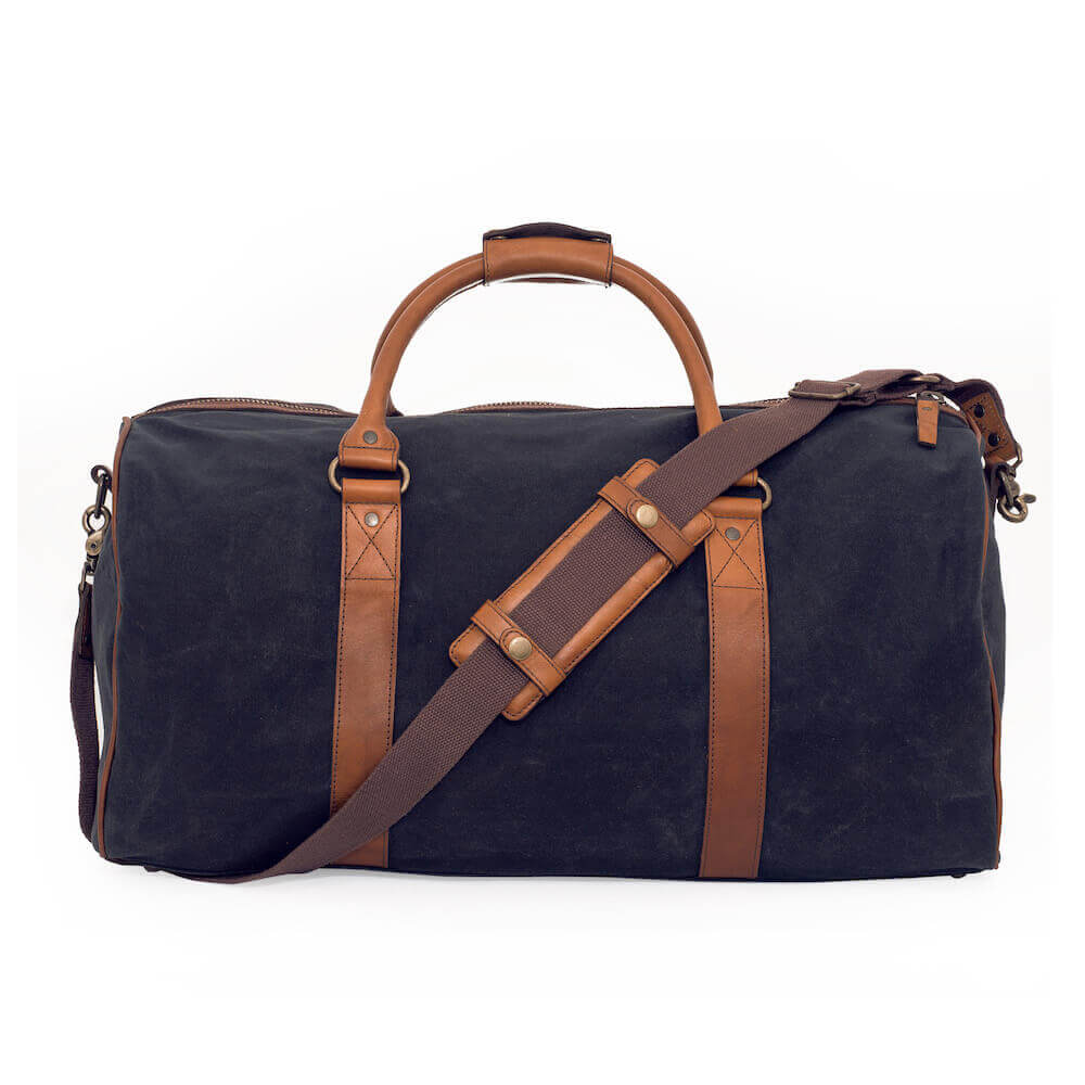 Campaign Waxed Canvas Medium Field Duffle Bag-Bags > Duffle Bag > Waxed Canvas-Hickory-Navy-Mission Mercantile Leather Goods