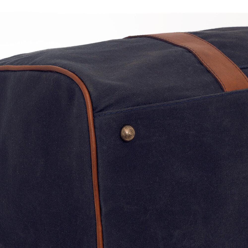Campaign Waxed Canvas Medium Field Duffle Bag-Bags > Duffle Bag > Waxed Canvas-Hickory-Navy-Mission Mercantile Leather Goods