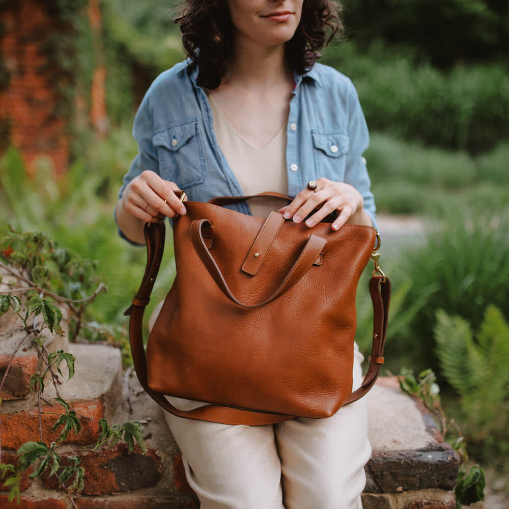 Craft & Forge Leather Tote -Bags > Tote > Leather-Maple-Mission Mercantile Leather Goods