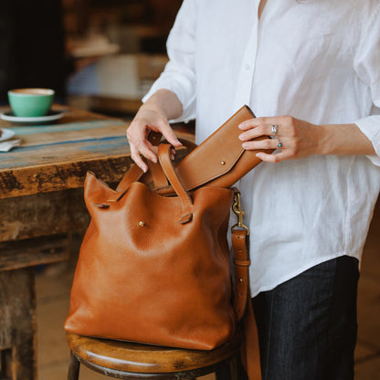 Craft & Forge Leather Tote -Bags > Tote > Leather-Maple-Mission Mercantile Leather Goods