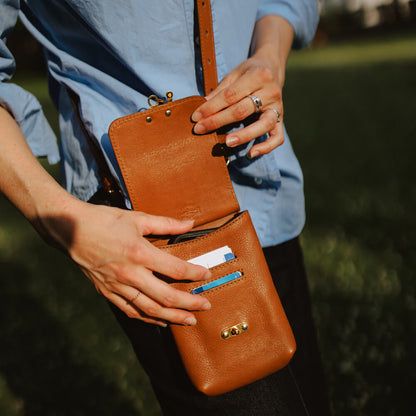 Craft & Forge Leather Phone Case -Bags > Handbag_Pouch > Leather-Maple-Mission Mercantile Leather Goods
