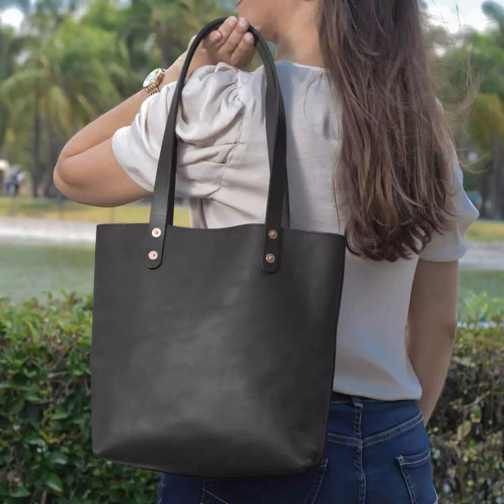 Eden Elevated Leather Tote Bag - Small > Handbag > Leather-Carbon-Mission Mercantile Leather Goods