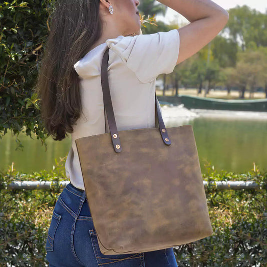 Eden Elevated Leather Tote Bag - Medium > Handbag > Leather-Molasses-Mission Mercantile Leather Goods