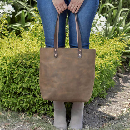 Eden Elevated Leather Tote Bag - Medium > Handbag > Leather-Molasses-Mission Mercantile Leather Goods