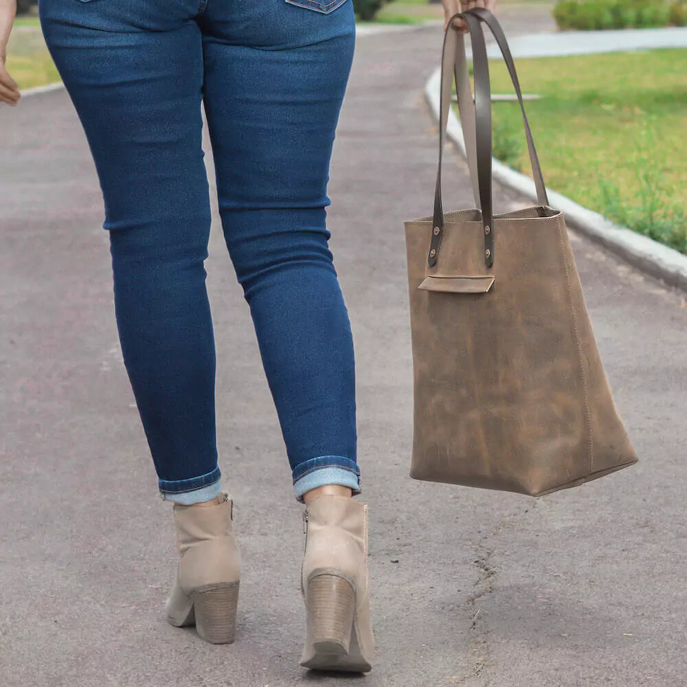 Eden Elevated Leather Tote Bag - Large > Handbag > Leather-Mushroom-Mission Mercantile Leather Goods