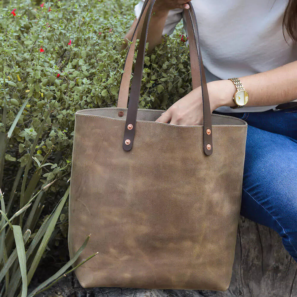 Eden Elevated Leather Tote Bag - Large > Handbag > Leather-Mushroom-Mission Mercantile Leather Goods