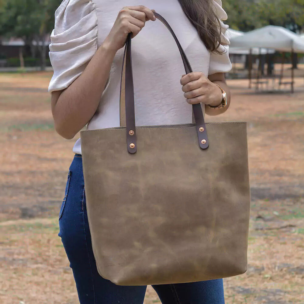 Eden Elevated Leather Tote Bag - Large > Handbag > Leather-Mushroom-Mission Mercantile Leather Goods