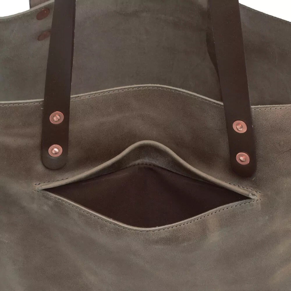 Eden Elevated Leather Tote Bag - Oversized > Handbag > Leather-Mushroom-Mission Mercantile Leather Goods