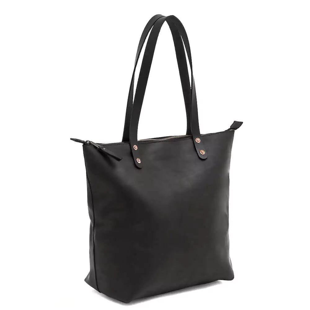 Eden Elevated Leather Tote Bag - Large Zippered > Handbag > Leather-Carbon-Mission Mercantile Leather Goods