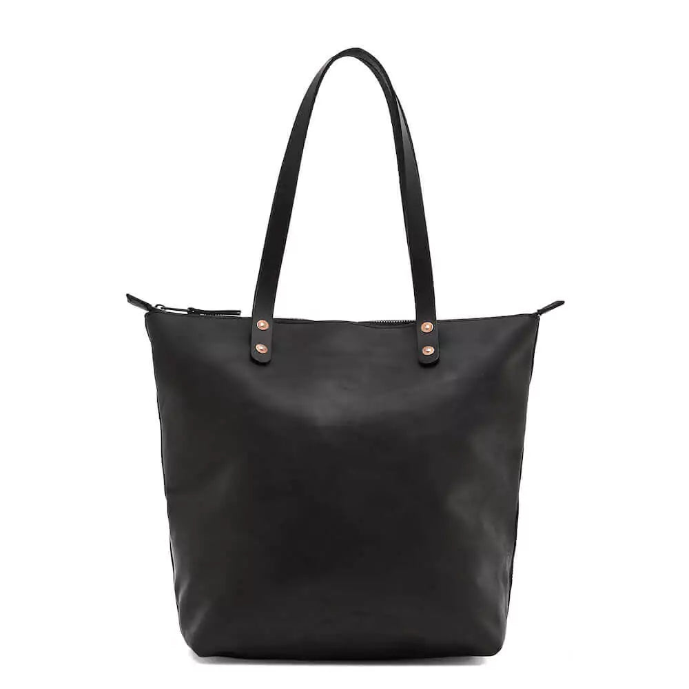 Eden Elevated Leather Tote Bag - Large Zippered > Handbag > Leather-Carbon-Mission Mercantile Leather Goods