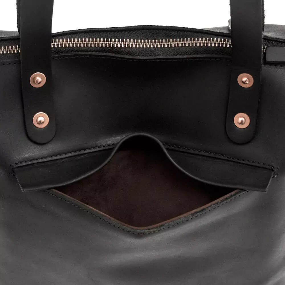 Eden Elevated Leather Tote Bag - Medium Zippered > Handbag > Leather-Carbon-Mission Mercantile Leather Goods