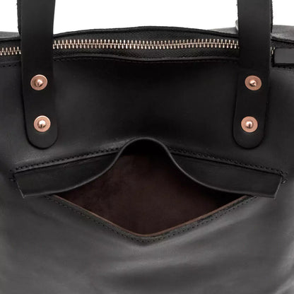 Eden Elevated Leather Tote Bag - Medium Zippered > Handbag > Leather-Carbon-Mission Mercantile Leather Goods