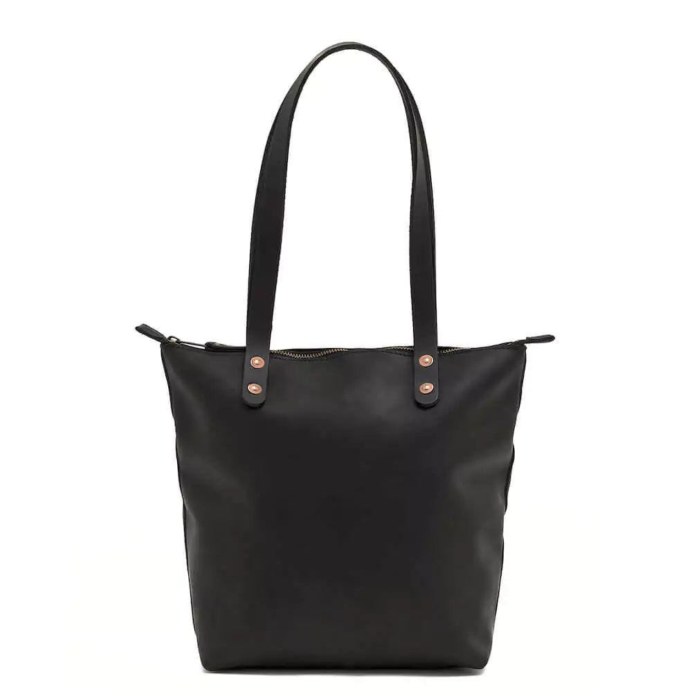 Eden Elevated Leather Tote Bag - Medium Zippered > Handbag > Leather-Carbon-Mission Mercantile Leather Goods