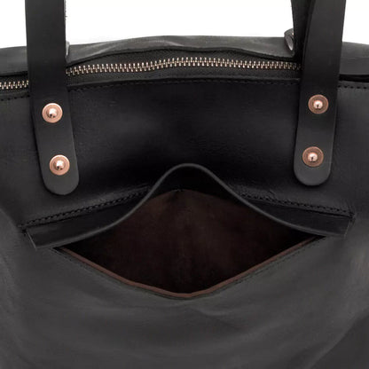 Eden Elevated Leather Tote Bag - Small Zippered > Handbag > Leather-Carbon-Mission Mercantile Leather Goods
