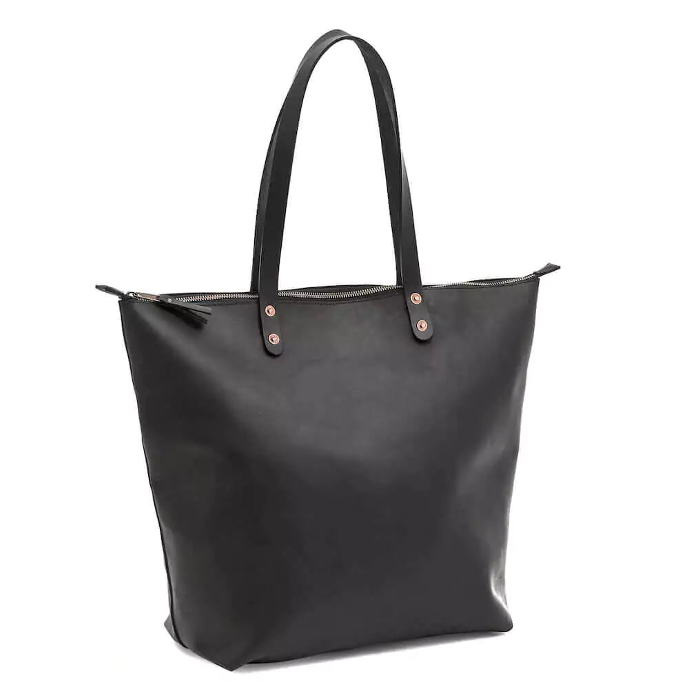 Eden Elevated Leather Tote Bag - Oversized Zippered > Handbag > Leather-Carbon-Mission Mercantile Leather Goods