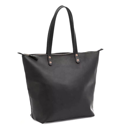 Eden Elevated Leather Tote Bag - Oversized Zippered > Handbag > Leather-Carbon-Mission Mercantile Leather Goods