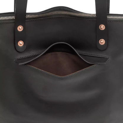 Eden Elevated Leather Tote Bag - Oversized Zippered > Handbag > Leather-Carbon-Mission Mercantile Leather Goods