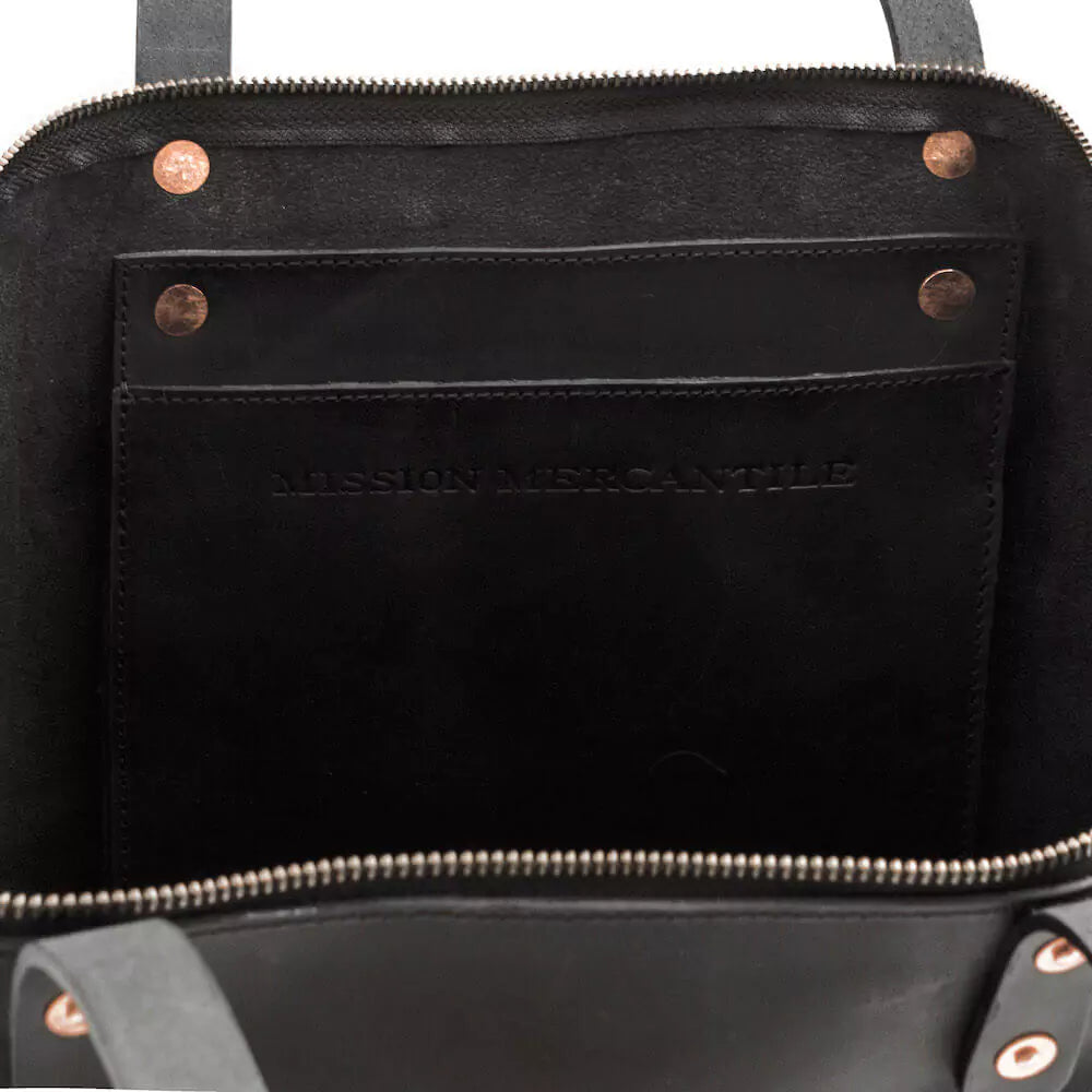 Eden Elevated Leather Tote Bag - Oversized Zippered > Handbag > Leather-Carbon-Mission Mercantile Leather Goods