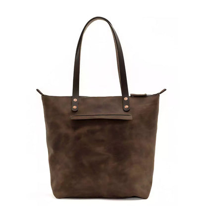 Eden Elevated Leather Tote Bag - Large Zippered > Handbag > Leather-Molasses-Mission Mercantile Leather Goods