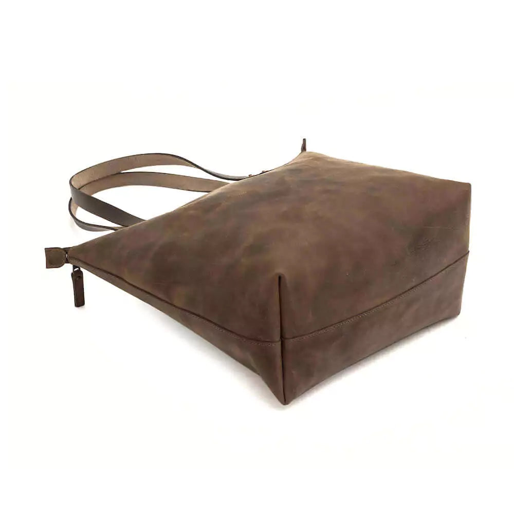 Eden Elevated Leather Tote Bag - Large Zippered > Handbag > Leather-Molasses-Mission Mercantile Leather Goods