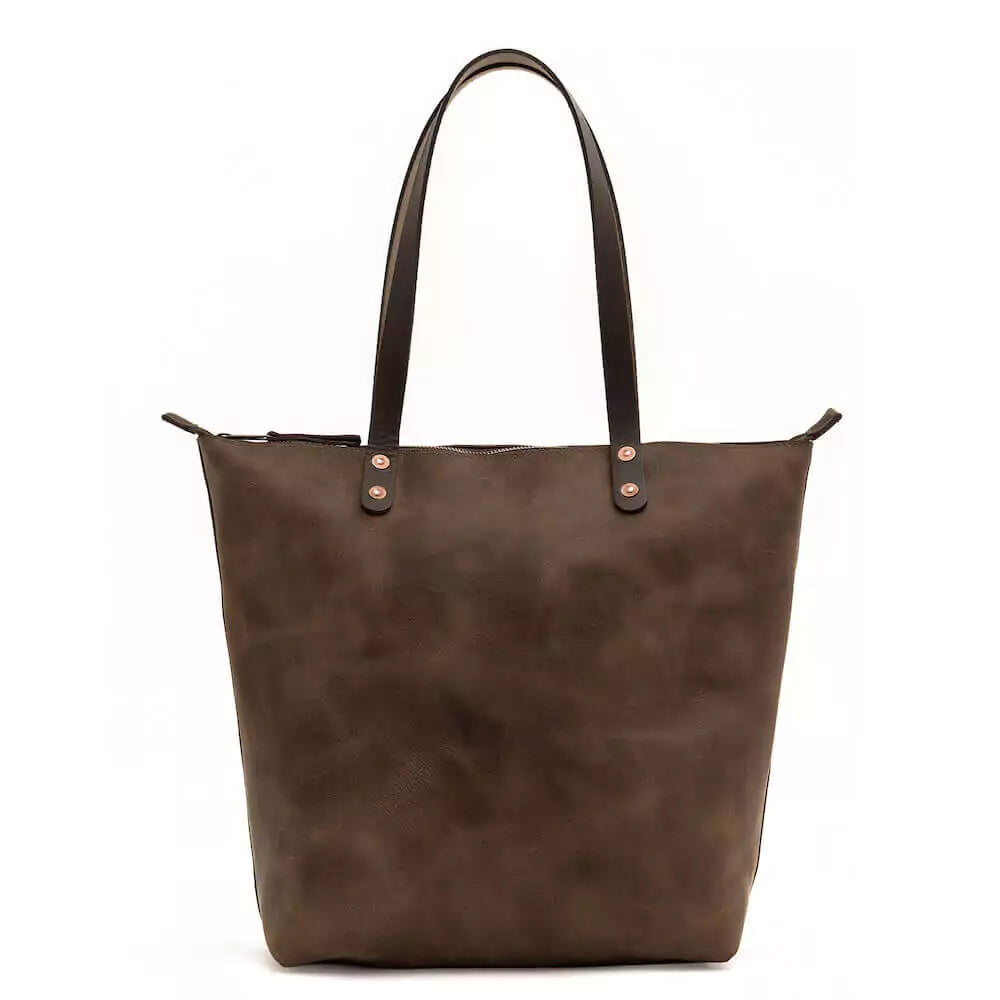 Eden Elevated Leather Tote Bag - Large Zippered > Handbag > Leather-Molasses-Mission Mercantile Leather Goods