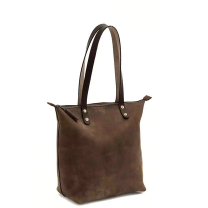 Eden Elevated Leather Tote Bag - Medium Zippered > Handbag > Leather-Molasses-Mission Mercantile Leather Goods