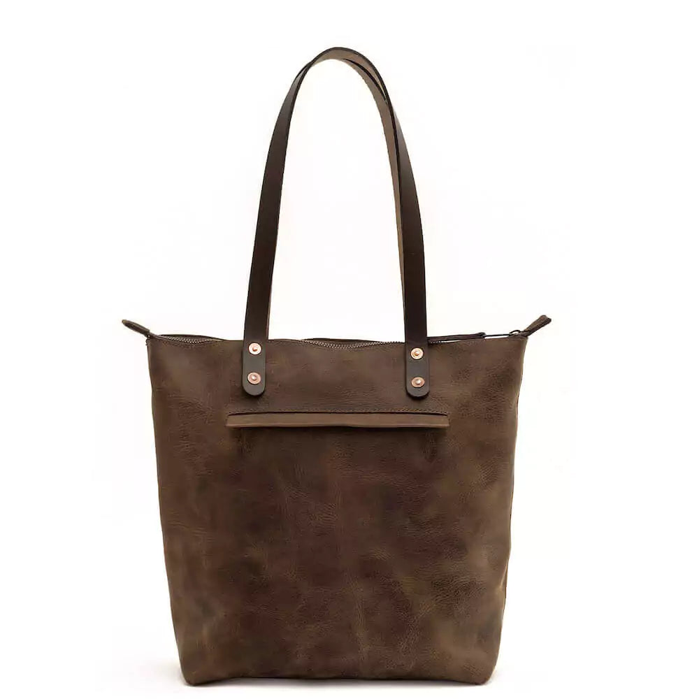 Eden Elevated Leather Tote Bag - Medium Zippered > Handbag > Leather-Molasses-Mission Mercantile Leather Goods